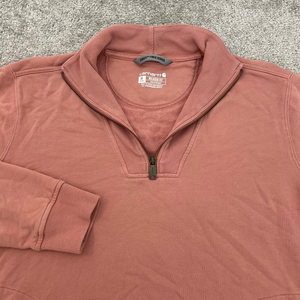 Carhartt 1/4 Zip Pullover Womens Medium Relaxed Fit Sweatshirt Rose Quarter Zip